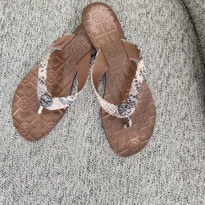 Tory Burch Sandals Size 8 Black and White Reptile Pattern